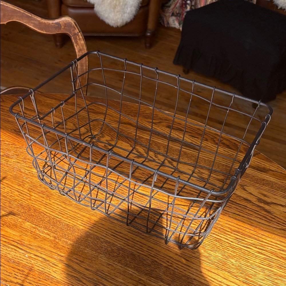 Wire Storage Basket - Black Metal Home Accent